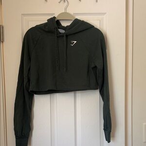 Gymshark Training Cropped Hoodie in Dark Green